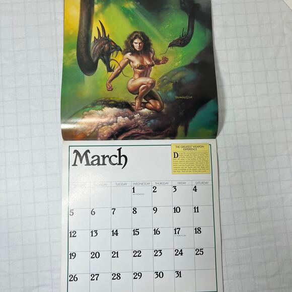 Vintage 1995 Boris Vallejo Fantasy Calendar - Unused same dates again in 2034 - Picture 7 of 16